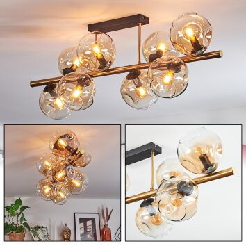 Ripoll Plafondlamp, Kogellampje Goud, Zwart, 8-lichts