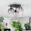 Koyoto Plafondlamp, Kogellampje 30 cm Duidelijk, Rookkleurig, 3-lichts