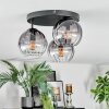 Koyoto Plafondlamp, Kogellampje 30 cm Duidelijk, Rookkleurig, 3-lichts