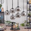 Koyoto Hanglamp, Kogellampje, Hanglamp Chroom, Duidelijk, Rookkleurig, 6-lichts