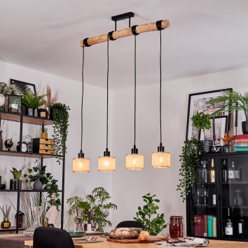 Sabadim Hanglamp, Hanglamp Natuurlijke kleuren, Zwart, 4-lichts