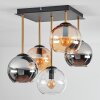 Koyoto Plafondlamp, Kogellampje Goud, Zwart, 5-lichts