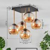 Koyoto Plafondlamp, Kogellampje Goud, Zwart, 5-lichts