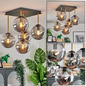 Gastor Plafondlamp, Kogellampje Goud, Zwart, 5-lichts