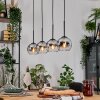 Koyoto Hanglamp, Kogellampje, Hanglamp Natuurlijke kleuren, Zwart, 4-lichts
