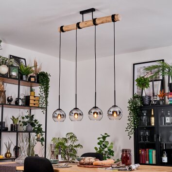Koyoto Hanglamp, Kogellampje, Hanglamp Natuurlijke kleuren, Zwart, 4-lichts