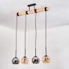 Koyoto Hanglamp, Kogellampje, Hanglamp Natuurlijke kleuren, Zwart, 4-lichts