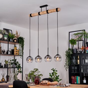 Koyoto Hanglamp, Kogellampje, Hanglamp Natuurlijke kleuren, Zwart, 4-lichts
