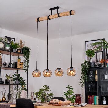 Koyoto Hanglamp, Kogellampje, Hanglamp Natuurlijke kleuren, Zwart, 4-lichts