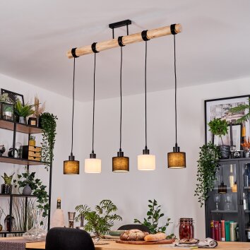 Bassagoda Hanglamp, Hanglamp Natuurlijke kleuren, Zwart, 5-lichts