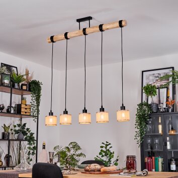 Sabadim Hanglamp, Hanglamp Natuurlijke kleuren, Zwart, 5-lichts