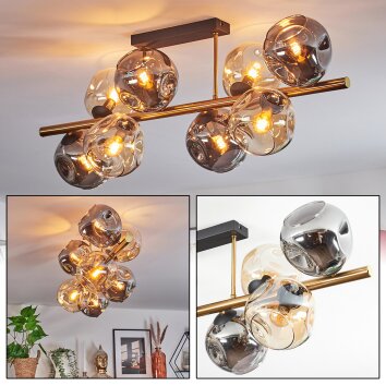 Ripoll Plafondlamp, Kogellampje Goud, Zwart, 8-lichts