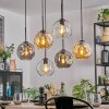 Ripoll Hanglamp, Kogellampje, Hanglamp Amber, Duidelijk, Rookkleurig, 6-lichts