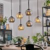 Ripoll Hanglamp, Kogellampje, Hanglamp Amber, Rookkleurig, 6-lichts