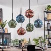 Ripoll Hanglamp, Kogellampje, Hanglamp Blauw, Groen, Koperkleurig, 6-lichts