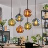Ripoll Hanglamp, Kogellampje, Hanglamp Blauw, Groen, Koperkleurig, 6-lichts