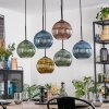 Koyoto Hanglamp, Kogellampje, Hanglamp Blauw, Goud, Groen, Koperkleurig, 6-lichts
