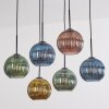 Koyoto Hanglamp, Kogellampje, Hanglamp Blauw, Goud, Groen, Koperkleurig, 6-lichts