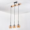 Koyoto Hanglamp, Kogellampje, Hanglamp Natuurlijke kleuren, Zwart, 3-lichts