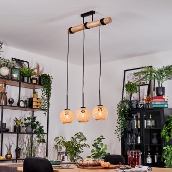 Basto Hanglamp, Hanglamp Natuurlijke kleuren, Zwart, 3-lichts