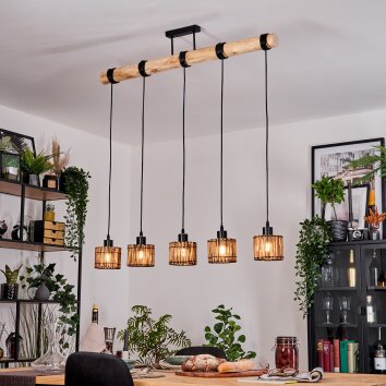 Cando Hanglamp, Hanglamp Natuurlijke kleuren, Zwart, 5-lichts