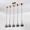 Koyoto Hanglamp, Kogellampje, Hanglamp Natuurlijke kleuren, Zwart, 5-lichts