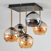 Koyoto Plafondlamp, Kogellampje Goud, Zwart, 5-lichts