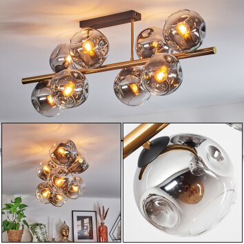 Ripoll Plafondlamp, Kogellampje Goud, Zwart, 8-lichts