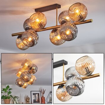 Ripoll Plafondlamp, Kogellampje Goud, Zwart, 8-lichts