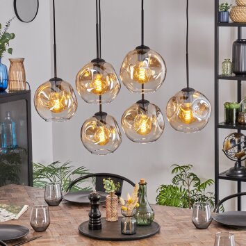 Ripoll Hanglamp, Kogellampje, Hanglamp Amber, Duidelijk, 6-lichts