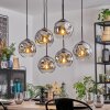 Ripoll Hanglamp, Kogellampje, Hanglamp Chroom, Duidelijk, Rookkleurig, 6-lichts