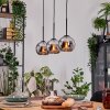 Koyoto Hanglamp, Kogellampje, Hanglamp Natuurlijke kleuren, Zwart, 3-lichts