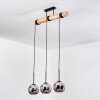 Koyoto Hanglamp, Kogellampje, Hanglamp Natuurlijke kleuren, Zwart, 3-lichts