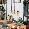 Koyoto Hanglamp, Kogellampje, Hanglamp Natuurlijke kleuren, Zwart, 3-lichts