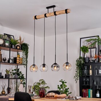 Koyoto Hanglamp, Kogellampje, Hanglamp Natuurlijke kleuren, Zwart, 4-lichts