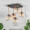 Koyoto Plafondlamp, Kogellampje Goud, Zwart, 5-lichts