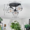 Koyoto Plafondlamp, Kogellampje Duidelijk, Rookkleurig, 3-lichts