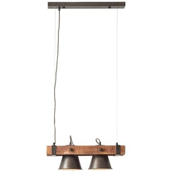 Brilliant Plow Hanglamp Hout donker, Zwart, 2-lichts