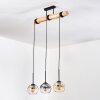 Koyoto Hanglamp, Kogellampje, Hanglamp Natuurlijke kleuren, Zwart, 3-lichts