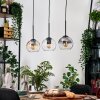 Koyoto Hanglamp, Kogellampje, Hanglamp Natuurlijke kleuren, Zwart, 3-lichts