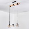 Koyoto Hanglamp, Kogellampje, Hanglamp Natuurlijke kleuren, Zwart, 3-lichts