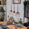 Koyoto Hanglamp, Kogellampje, Hanglamp Natuurlijke kleuren, Zwart, 3-lichts