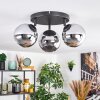 Koyoto Plafondlamp, Kogellampje Chroom, Rookkleurig, 3-lichts