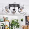 Koyoto Plafondlamp, Kogellampje Duidelijk, Rookkleurig, 3-lichts