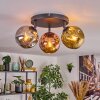 Ripoll Plafondlamp, Kogellampje Chroom, Goud, Koperkleurig, Rookkleurig, 3-lichts