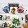 Ripoll Plafondlamp, Kogellampje Blauw, Goud, Koperkleurig, 3-lichts