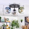 Gastor Plafondlamp, Kogellampje Blauw, Chroom, Groen, Duidelijk, Rookkleurig, 3-lichts