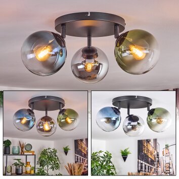 Gastor Plafondlamp, Kogellampje Blauw, Chroom, Groen, Duidelijk, Rookkleurig, 3-lichts