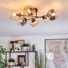 Koyoto Plafondlamp, Kogellampje Amber, Duidelijk, Rookkleurig, 6-lichts