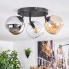 Koyoto Plafondlamp, Kogellampje Amber, Chroom, Duidelijk, Rookkleurig, 3-lichts